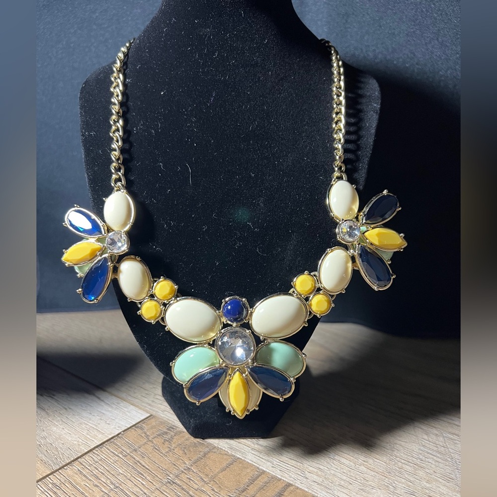 Talbots Blue and Yellow Floral Necklace